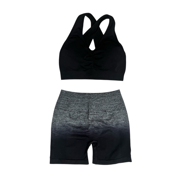 Yeoreo Official Pants - Yeoreo Black Gray Sport Bra Short Athletic Set Size S
